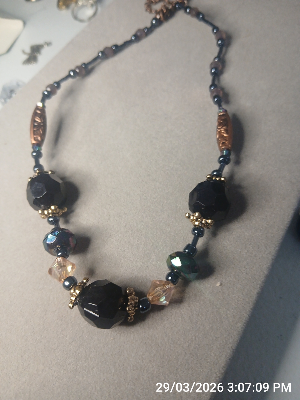 Black and Gold Faceted Bead Necklace